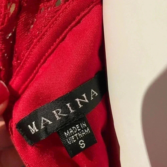 Marina red lace and sequin short sleeve dress sz S - Picture 4 of 5